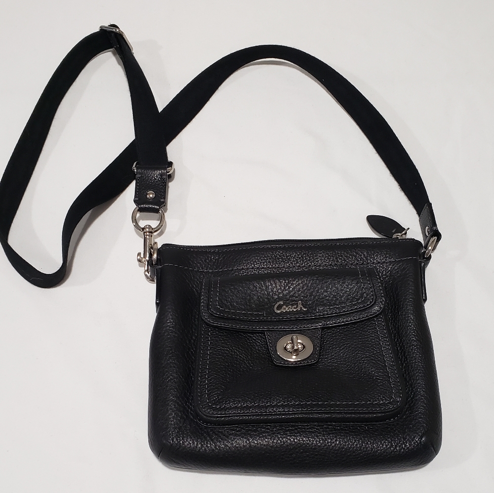 Coach Black Pebbled Leather Crossbody Purse Bag
